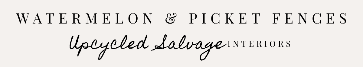 Website Title and Tagline. Watermelon and Picket Fences is the website domain name. Upcycled Salvage Interiors is the product category for this business.