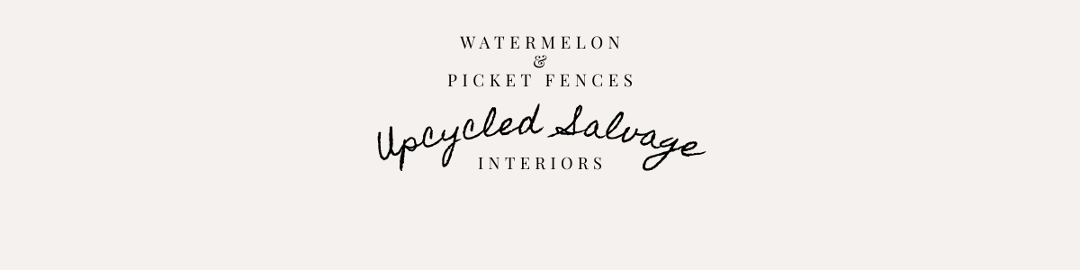 Site domain name and title. Watermelon and picket fences over the title, upscaled salvage interiors. Website focused on repurposing used furniture and DIY decor for family fun with the foundation of Christian principles for family life.