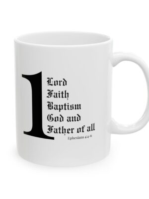 Christian inspirational mug, faith based gift in two sizes.  Scripture design on both sides. Ceramic tea, hot chocolate, or coffee mug.